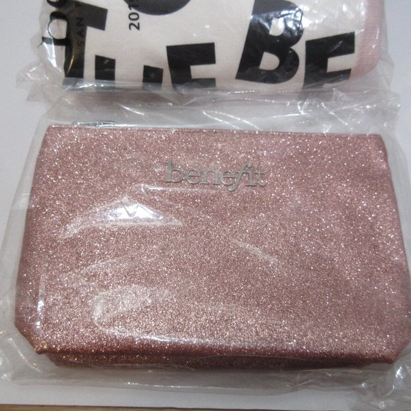 Benefit Cosmetics Duffle Bag AND Pink Glitter Zippered Cosmetic Bag Set - Picture 8 of 8